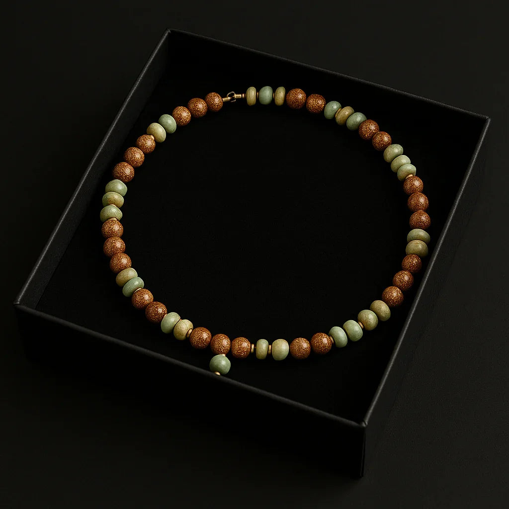 Handmade Bark Stone Chip Stone Beads Necklace