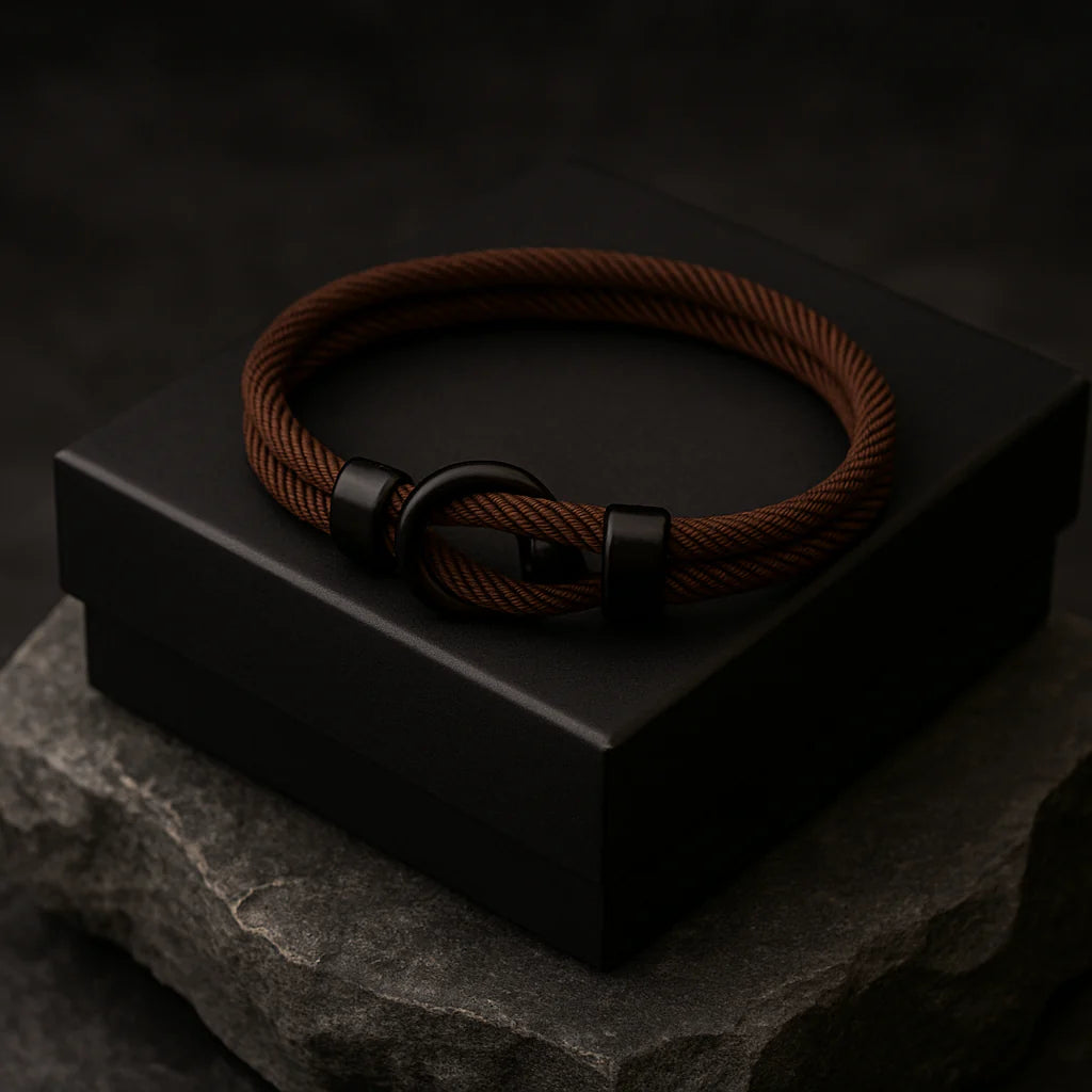Brown Rope Bracelet – Men’S Minimalist Bracelet with Black Magnetic Clasp