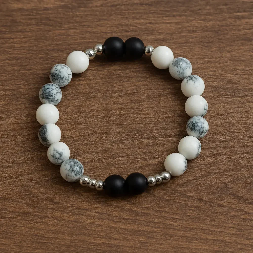 Handmade Natural Stone Bead Black Onyx Bracelet