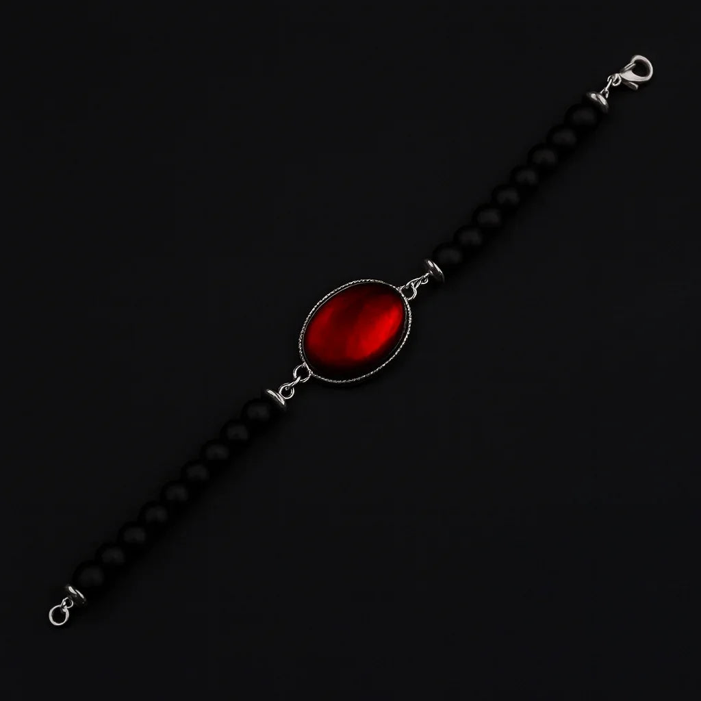 Handmade Natural Black Lava Stone Bead Bracelet