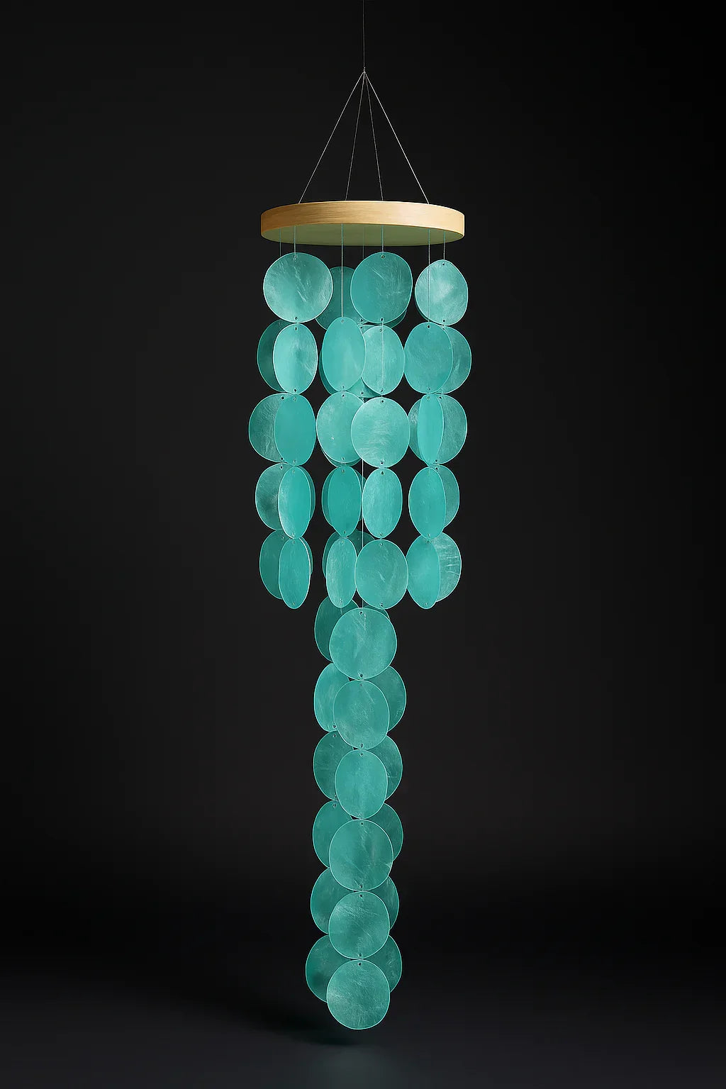 Home Decor Wind Chimes for Outside, Handcrafted Blue Gradient Shells