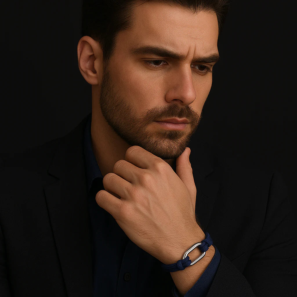 Navy Blue Rope Bracelet – Minimalist Men’S Nautical Bracelet with Stainless Steel Clasp