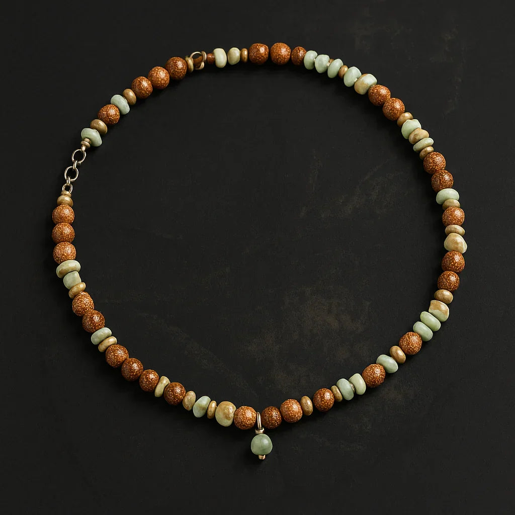 Handmade Bark Stone Chip Stone Beads Necklace