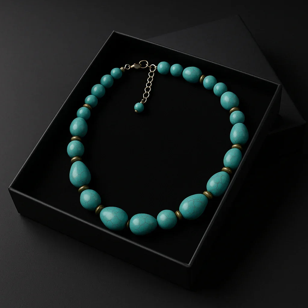 Handmade Turquoise Stone Beads Necklace