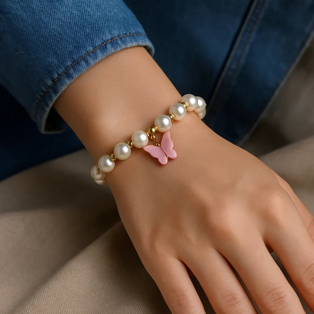 Handmade White Pearls Bead Bracelet