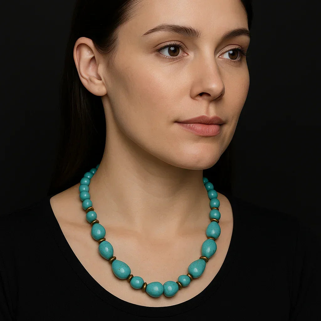 Handmade Turquoise Stone Beads Necklace