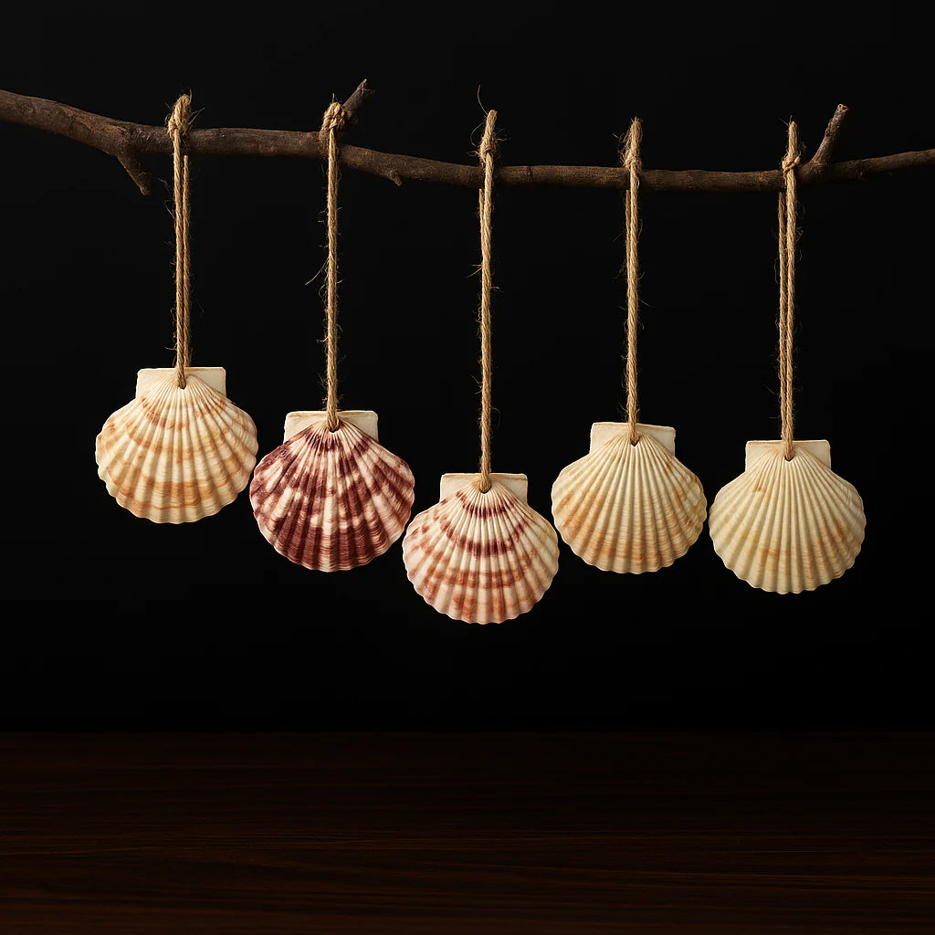 30PCS Natural Sea Shells Scallop Shells with Rope for Home Decor