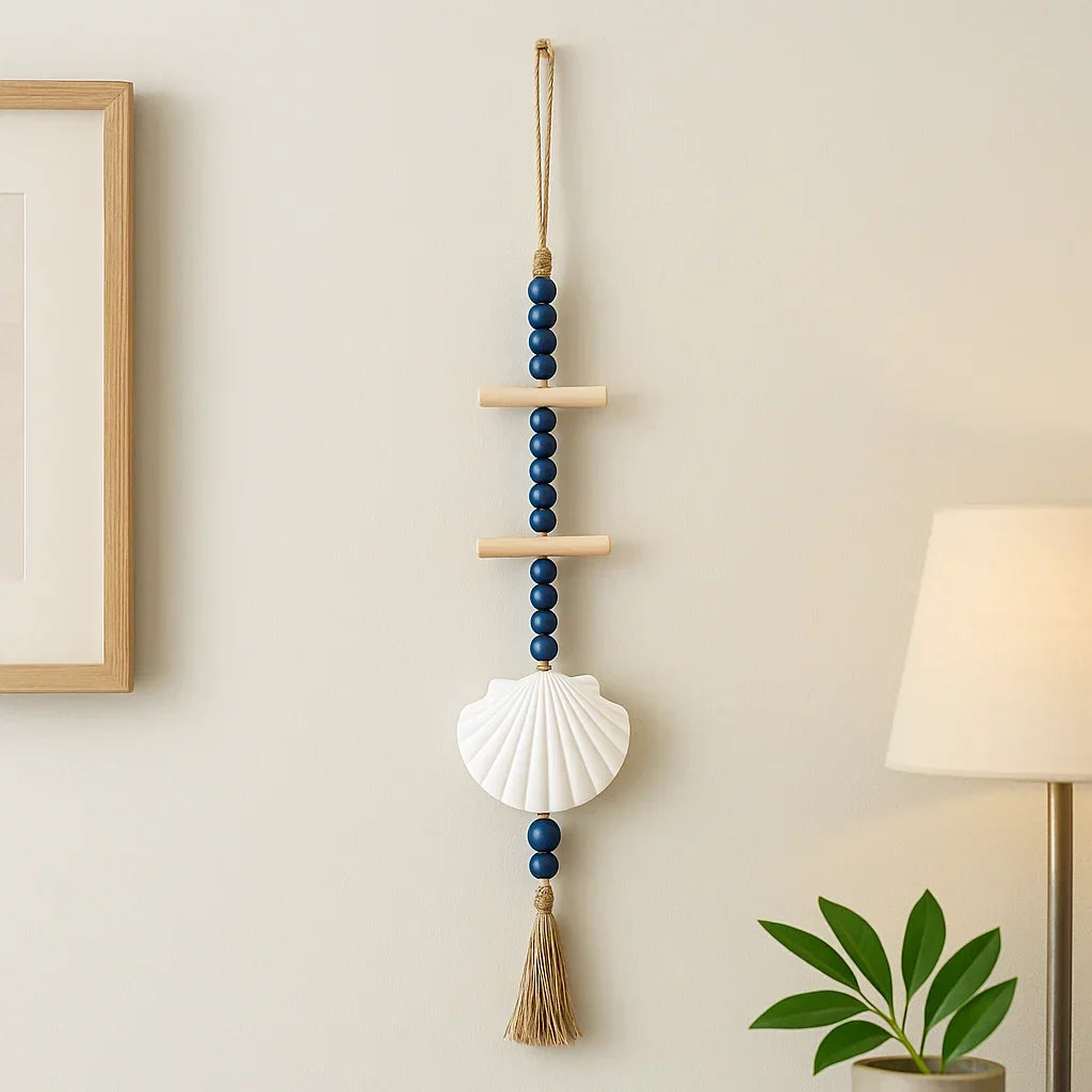 Home Decor Wall Hanging Wooden Scallop Shells Driftwood Sea Shells