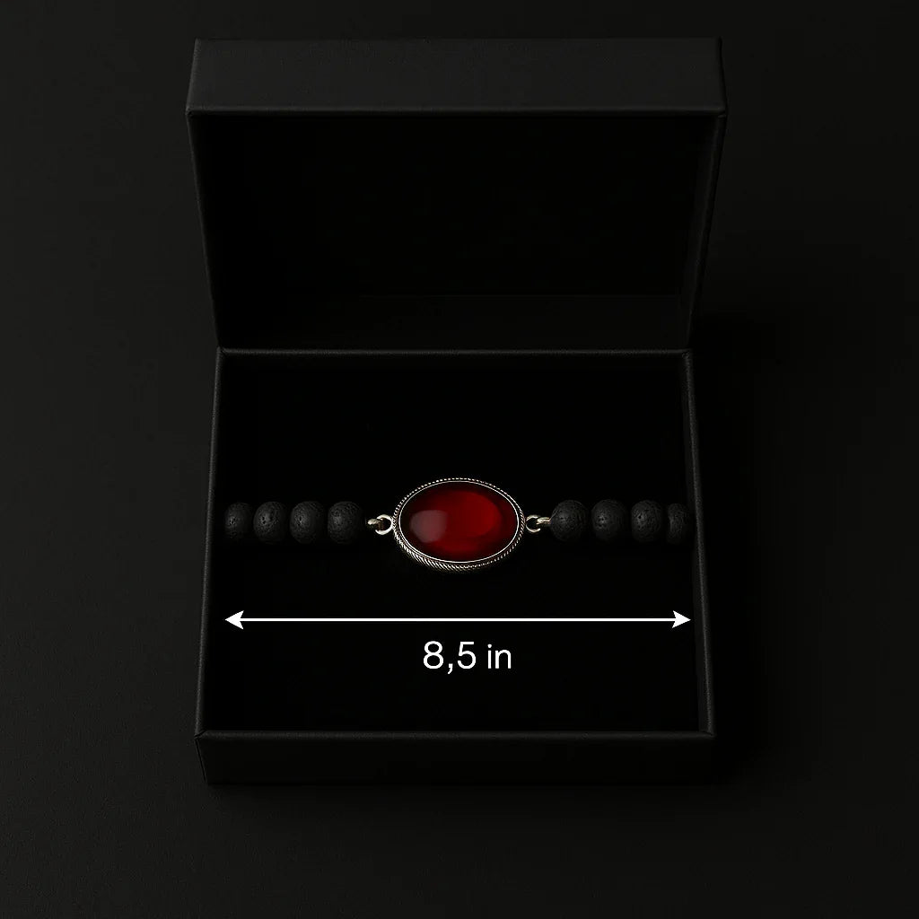 Handmade Natural Black Lava Stone Bead Bracelet