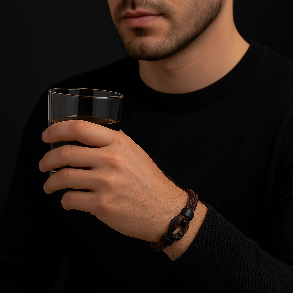 Brown Rope Bracelet – Men’S Minimalist Bracelet with Black Magnetic Clasp