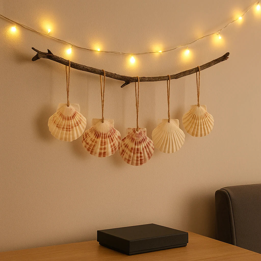 30PCS Natural Sea Shells Scallop Shells with Rope for Home Decor